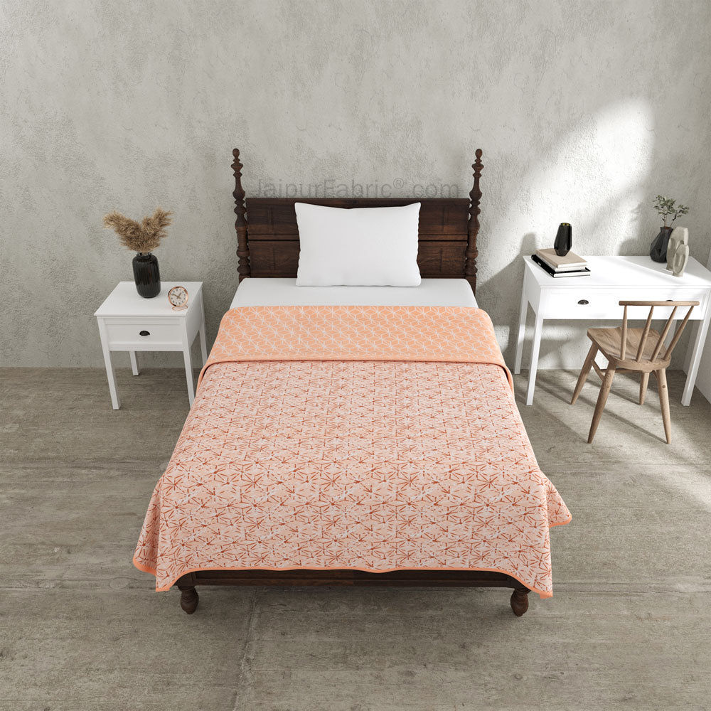 Geometricity Peach Single Bed Dohar Blanket